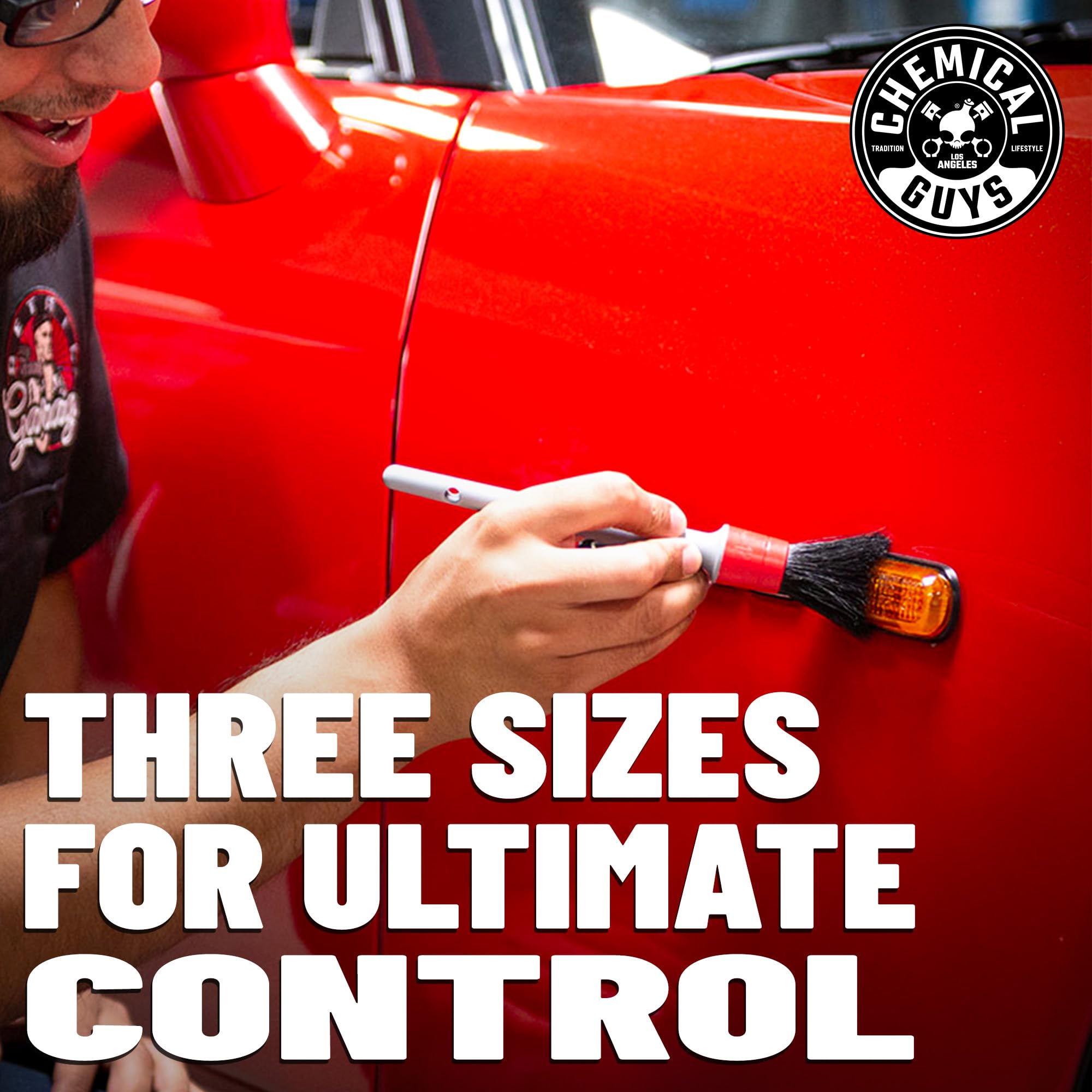 Chemical Guys All in the Details Exterior Detailing Brushes - 3-Piece Soft Scratch-Free Brushes for Wheels, Bumpers, Grilles, Badging & Tight Exterior Gaps on Cars, Trucks, SUVs & More - Image 6