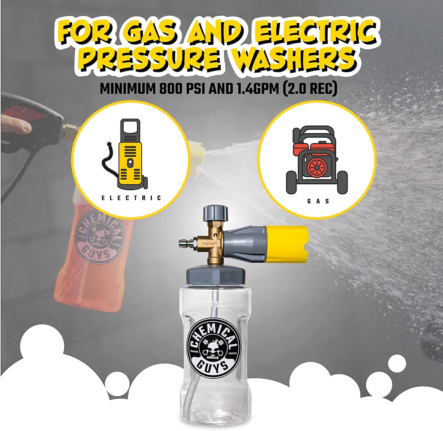 Chemical Guys Big Mouth Max Release Foam Cannon - Foam Cannon for Pressure Washer for Car Wash, Home Cleaning, and Boat Wash with 34 oz Bottle - Image 5