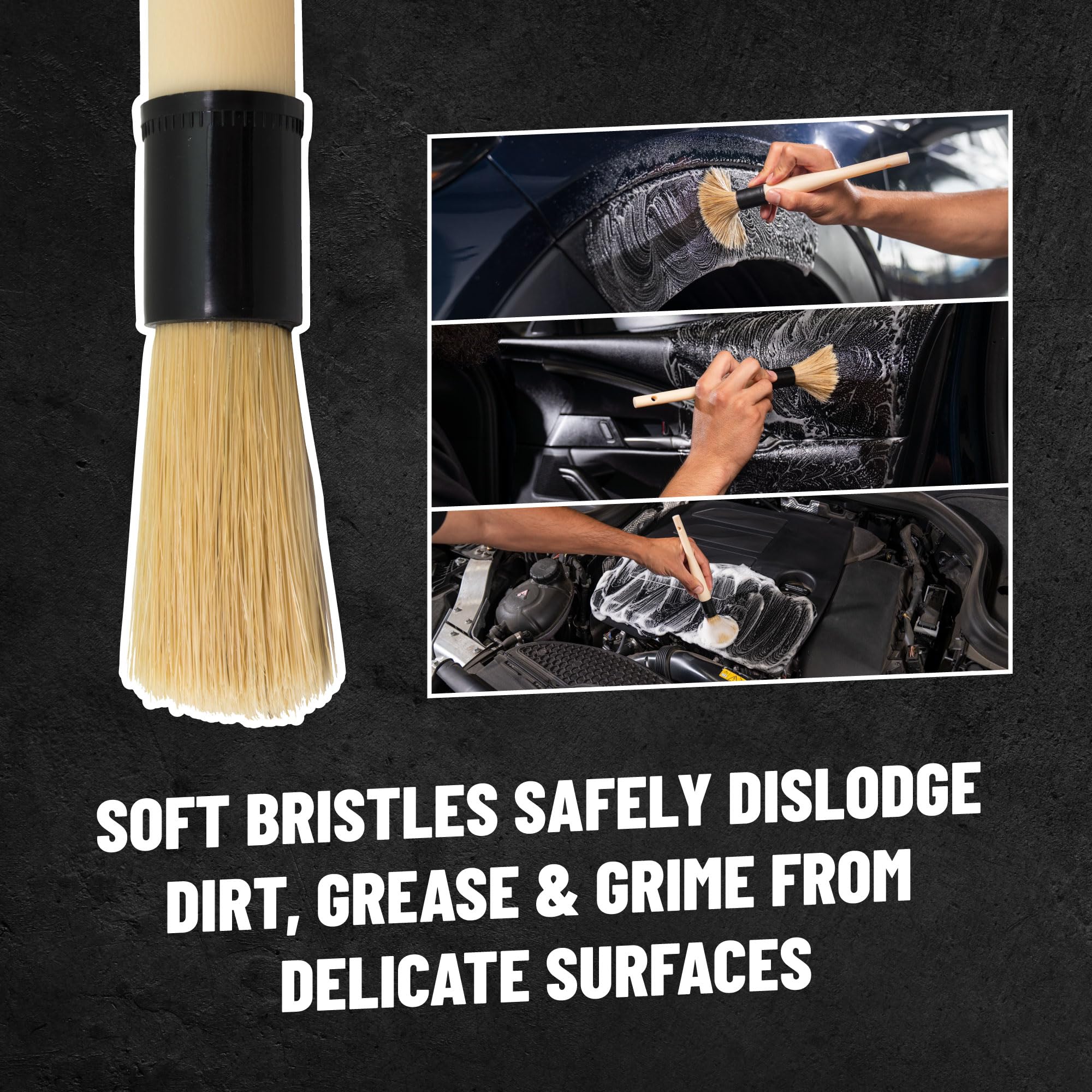 Chemical Guys Boars Hair Soft Detail Detailing Brush (2 Pack) – Gentle Natural Bristle Brushes for Interior, Emblems, Wheels & Sensitive Surfaces - Image 3
