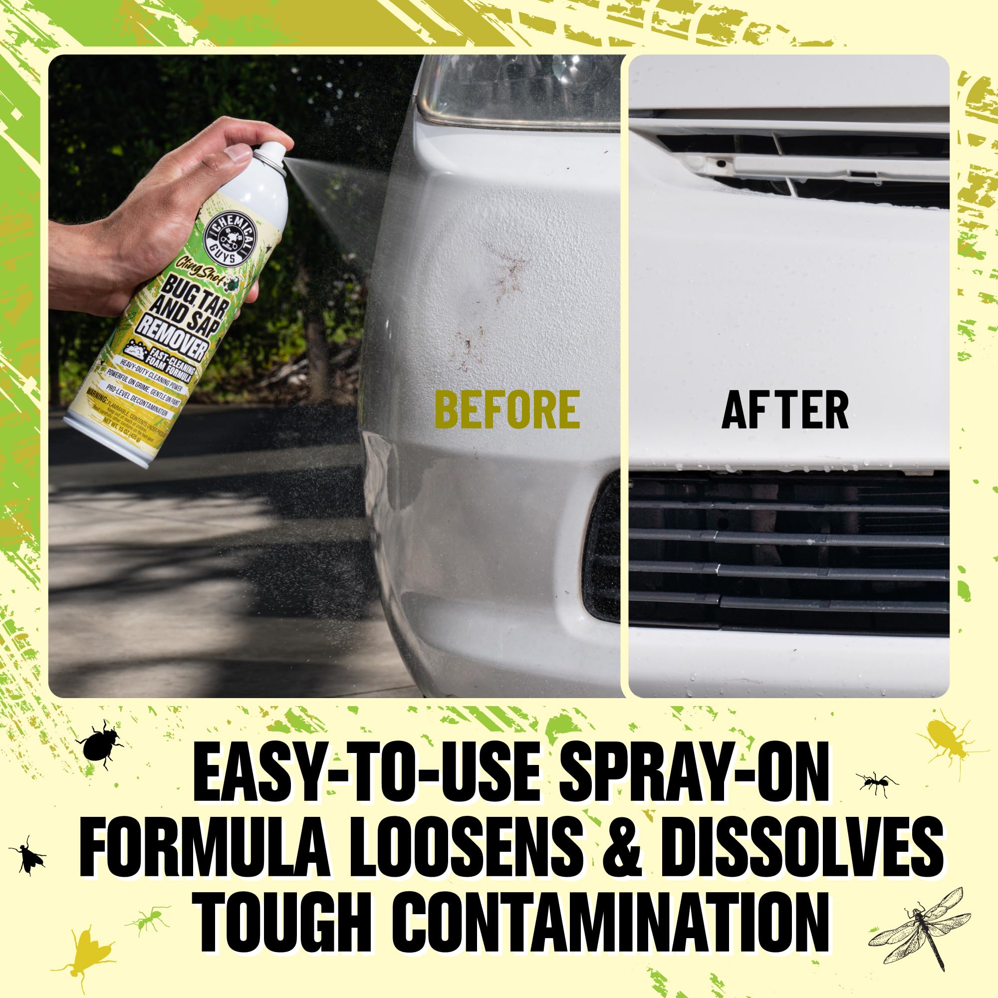 Chemical Guys Bug, Sap & Tar Remover, Fast Acting Pre Wash Cleaner For Cars, Trucks & SUVs, Removes Stuck On Residue, Road Film, Bug Splatter, Tree Sap, Grime, Spray 15 Fl Oz - Image 3