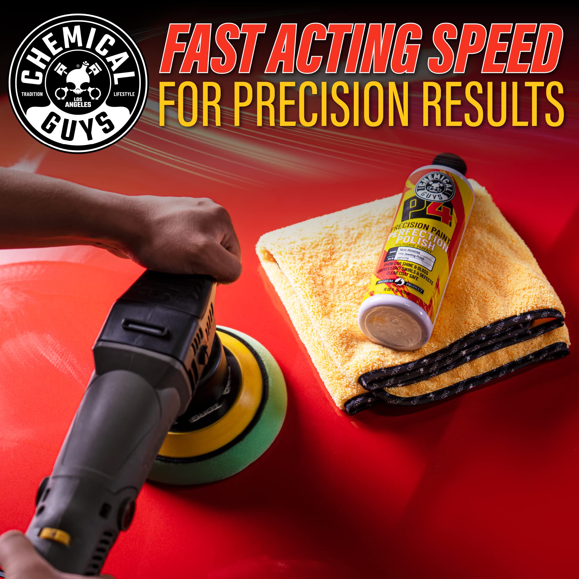 Chemical Guys C4 & P4 Clear Cut Correction Compound and Precision Paint Perfection Polish Combo - Removes Scratches, Swirls, Towel Marks, and Etching, Restores Gloss, Polishing Kit - 2 x 16 oz - Image 9