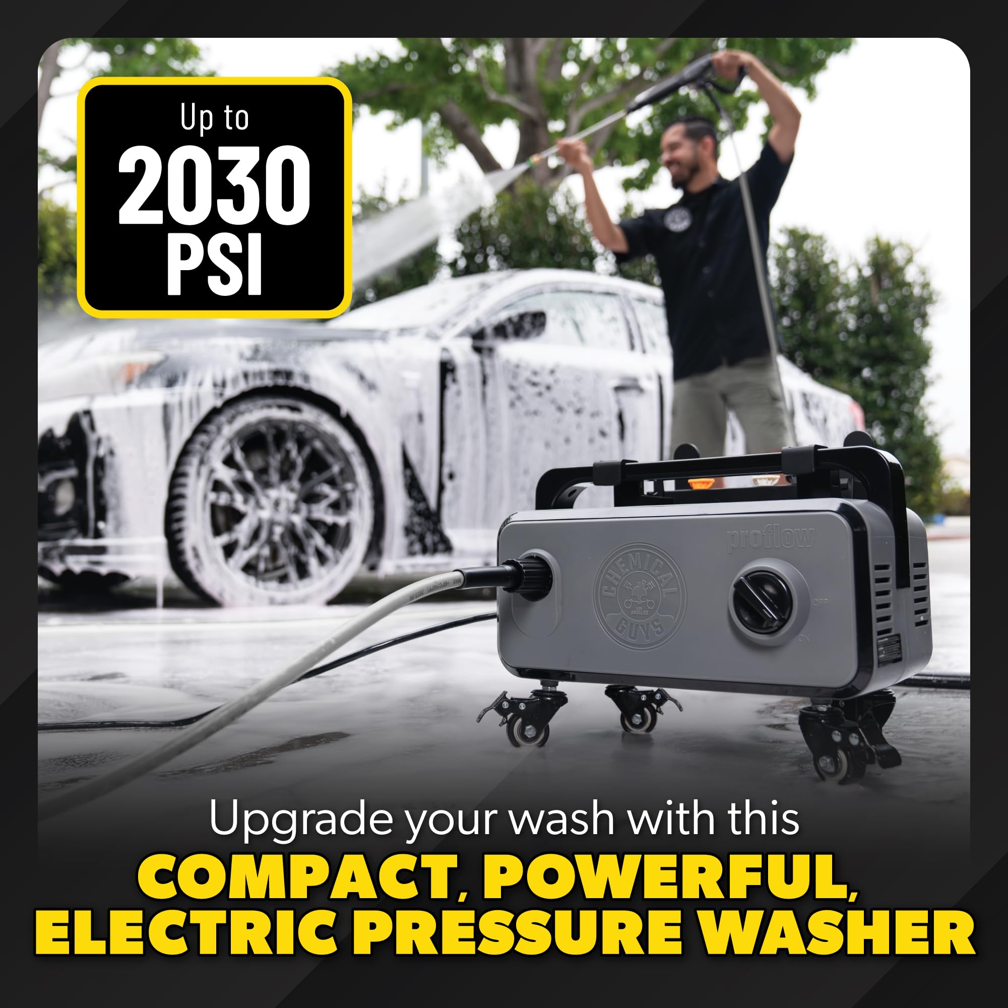 Chemical Guys Electric Pressure Washer PM2000 PRO – 2030 PSI, 1.77 GPM, 25’ Flex Hose, Compact Design, 360° Casters, Standard Connections, Cable Storage – EQP411 - Image 5