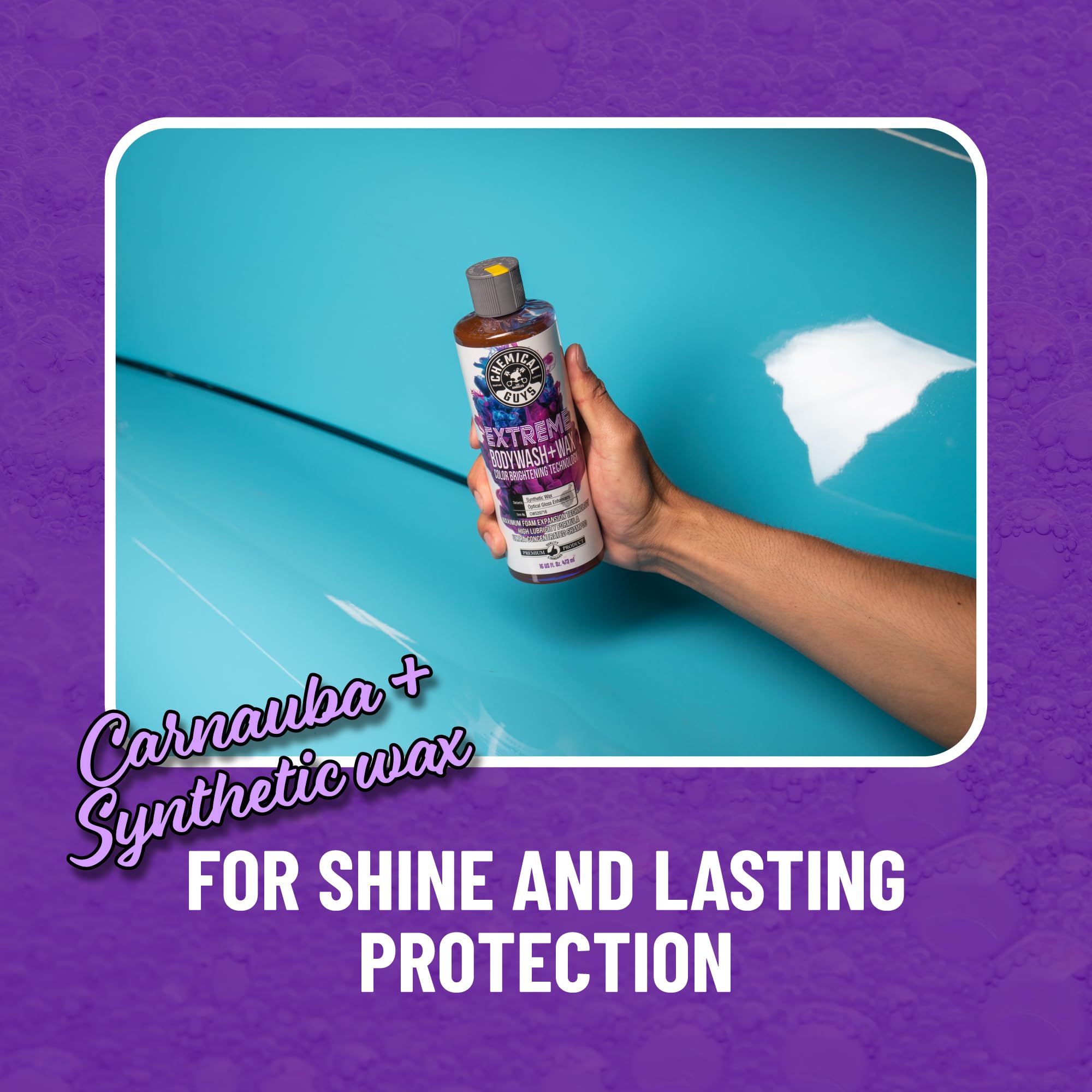 Chemical Guys Extreme Bodywash & Wax Foaming Car Wash Soap - Soap for Foam Cannons, Foam Guns, or Bucket Washes for Cars, Trucks, Motorcycles, RVs, and More, Grape Scent - 16 oz - Image 3