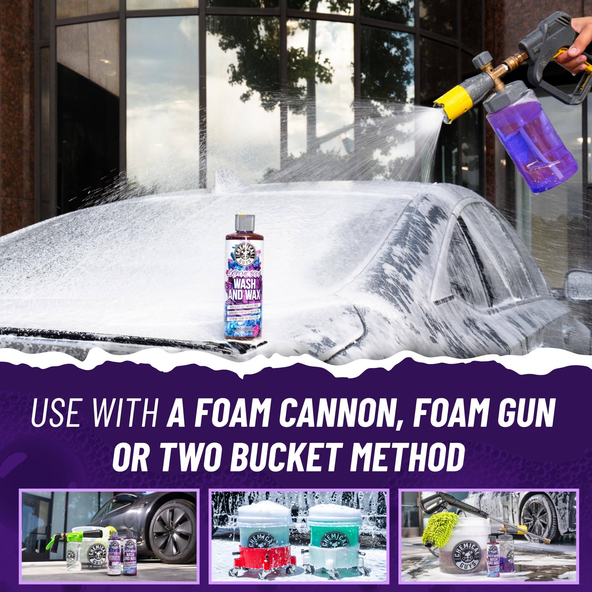 Chemical Guys Extreme Bodywash & Wax Foaming Car Wash Soap - Soap for Foam Cannons, Foam Guns, or Bucket Washes for Cars, Trucks, Motorcycles, RVs, and More, Grape Scent - 16 oz - Image 7