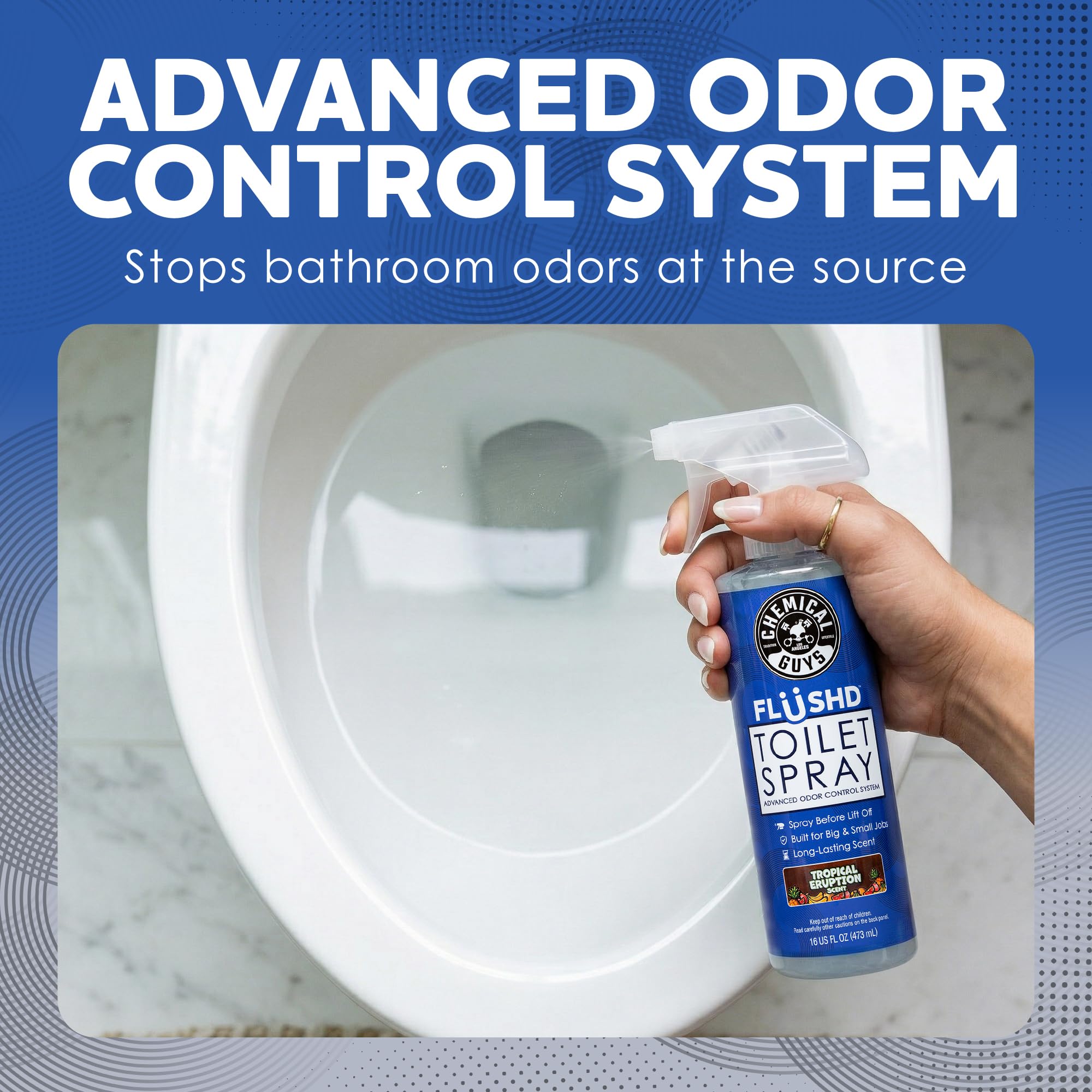 Chemical Guys Flushd, Toilet Deodorizing Spray, Bathroom Odor Eliminator and Blocker, Non-Aerosol Trigger Pump Spray, Tropical Eruption Scent, 16 Fl. Oz. - Image 5