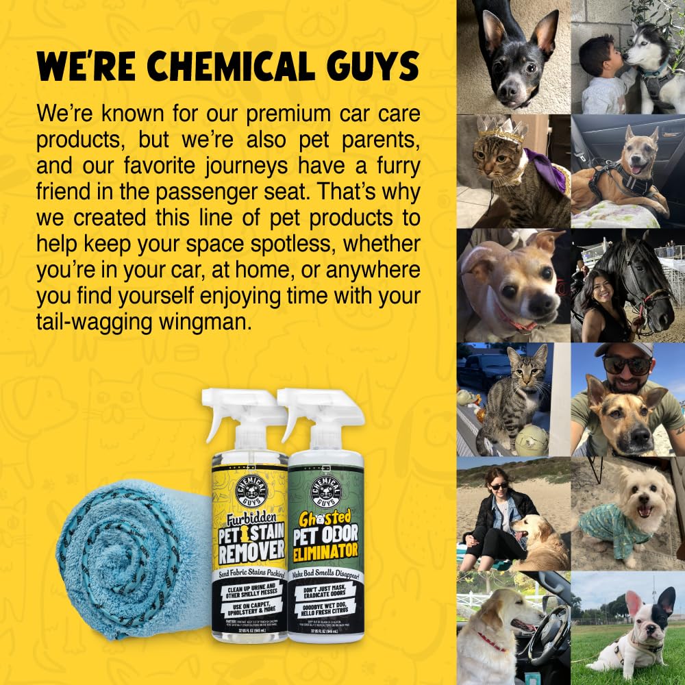 Chemical Guys Pet Mess Cleaning Kit, Furbidden Odor Eliminator 16 oz with Interior Detailing Brush Cleans, Pet Smells, Hair and Light Dirt for Cars Trucks SUVs Home Interiors and Upholstery Care - Image 7