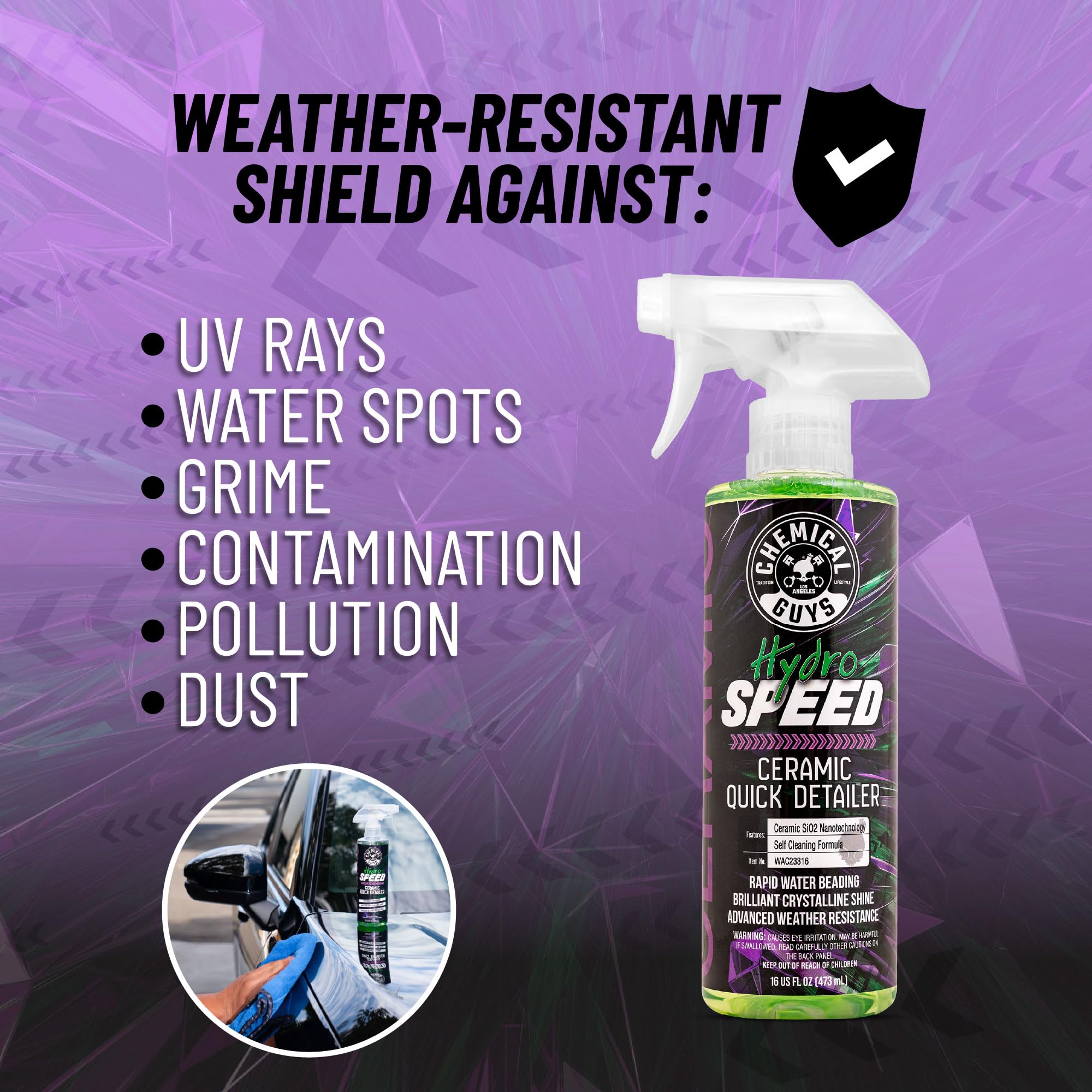 Chemical Guys HydroSpeed Ceramic Quick Detailer Spray - SiO2 Shine Car Detailer Spray for Cars, Trucks, SUVs, Motorcycles and RVs, Boosts Gloss, Hydrophobic Protection and Slickness, 128 oz - Image 3