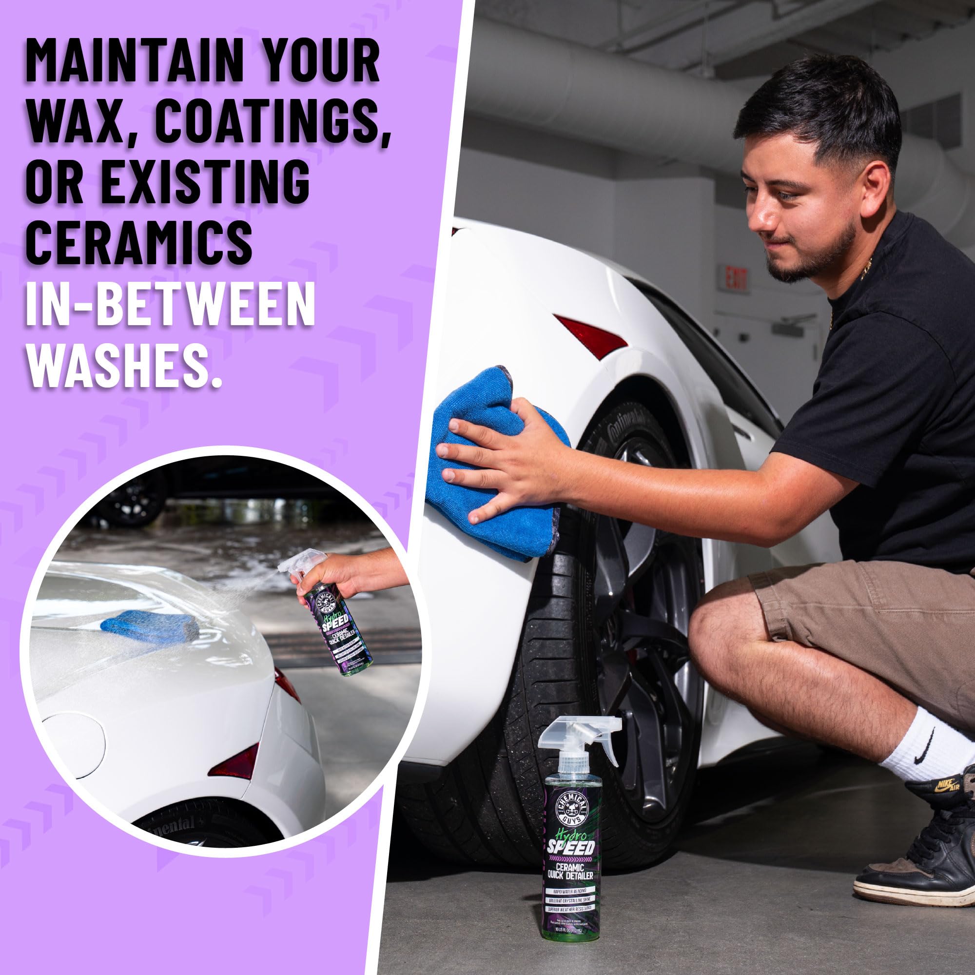 Chemical Guys HydroSpeed Ceramic Quick Detailer Spray - SiO2 Shine Car Detailer Spray for Cars, Trucks, SUVs, Motorcycles and RVs, Boosts Gloss, Hydrophobic Protection and Slickness, 128 oz - Image 5
