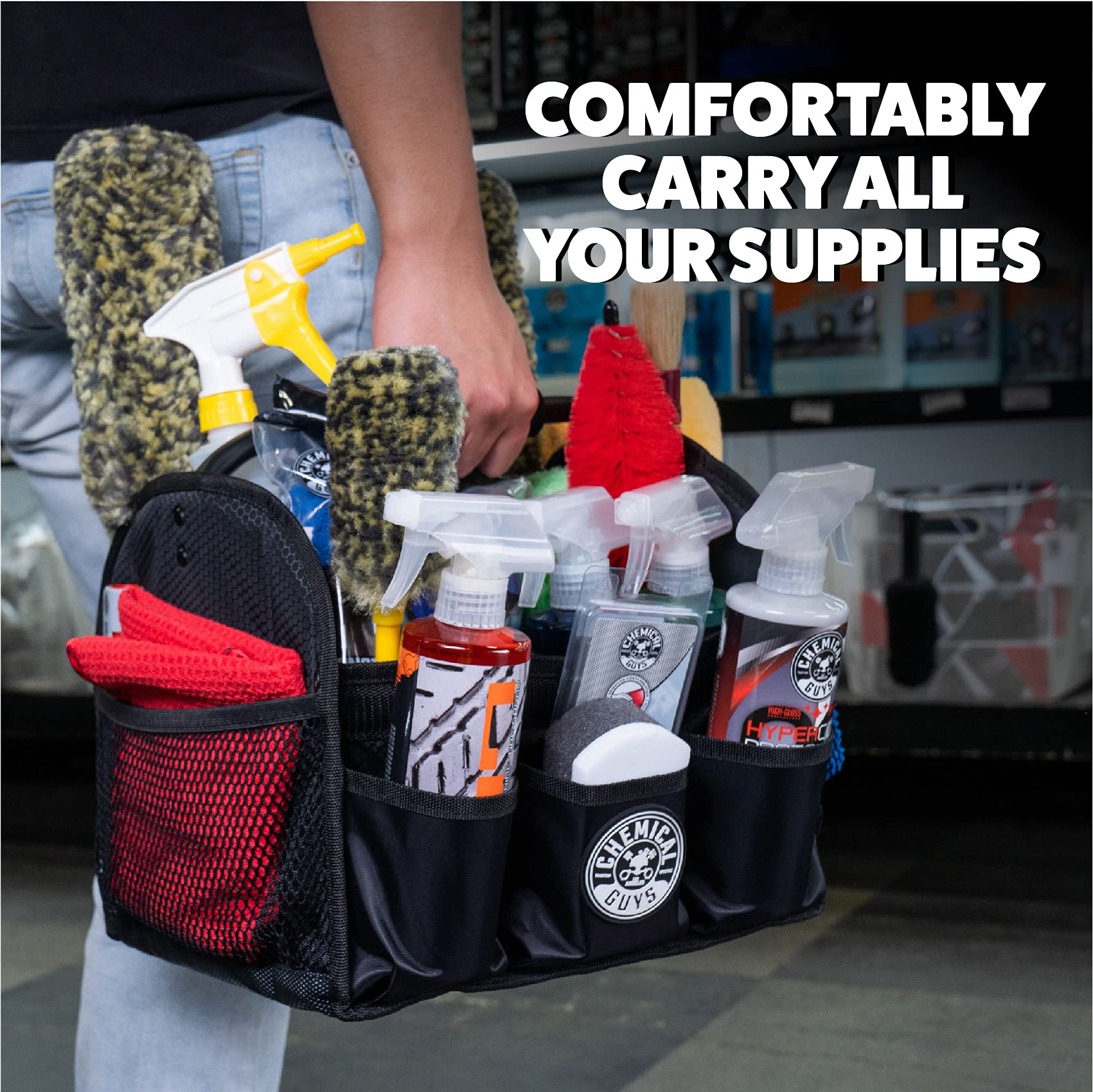 Chemical Guys Quick Load Collapsible Detailing Car Caddy Organizer & Storage – Portable Wash and Garage Organizer for Supplies, Tools and Accessories – Durable Black Design for Cars, Trucks & Home - Image 7