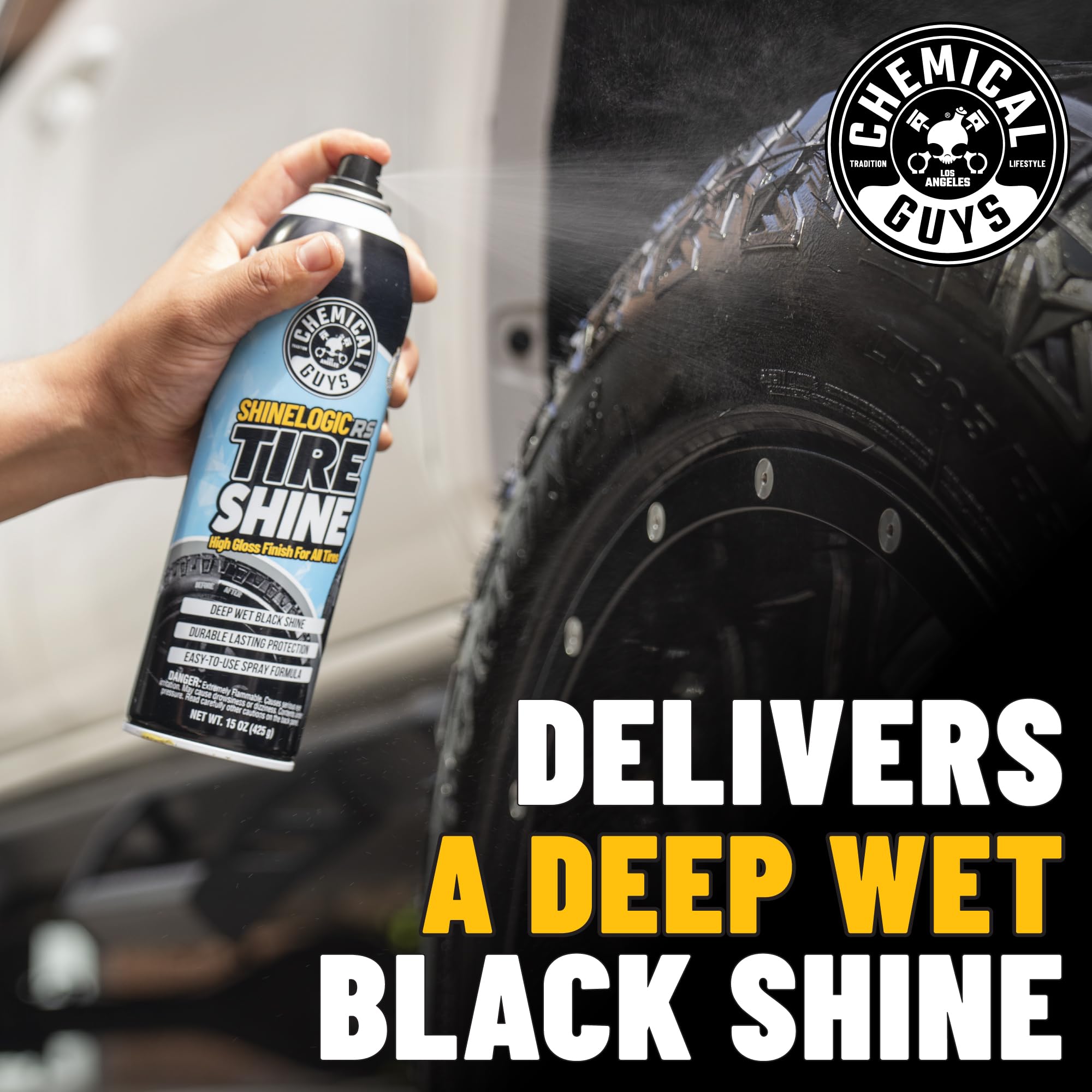 Chemical Guys ShineLogicRS Tire Shine, Deep Wet Black Shine, Safe for Cars, Trucks, Motorcycles, RVs & More, 15 fl oz - Image 3
