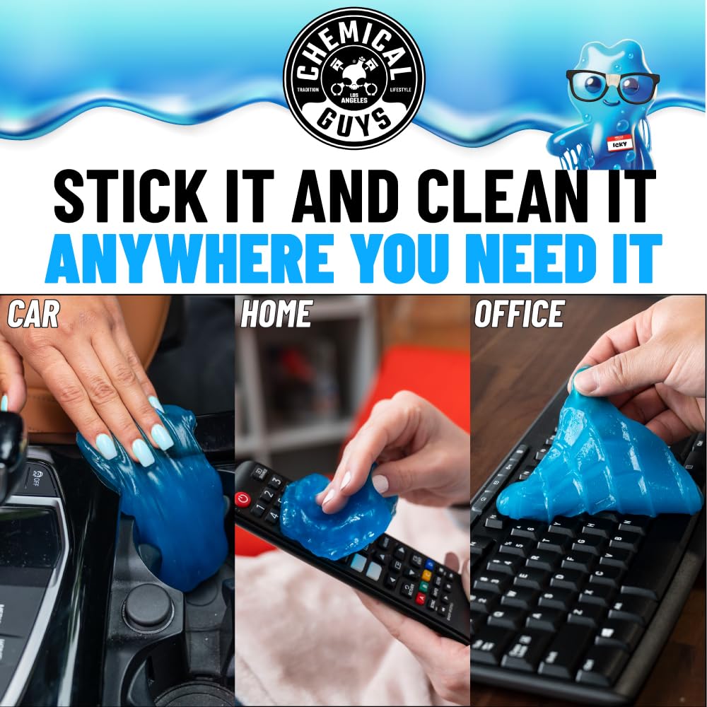 Chemical Guys Sticky Icky Car Cleaning Gel, Green Apple, Interior Car Cleaner, Reusable Automotive Crevice & Interior Dust Cleaner for Air Vents, Consoles, Cup Holders & Keyboards, 4 Pack (100g Each) - Image 6