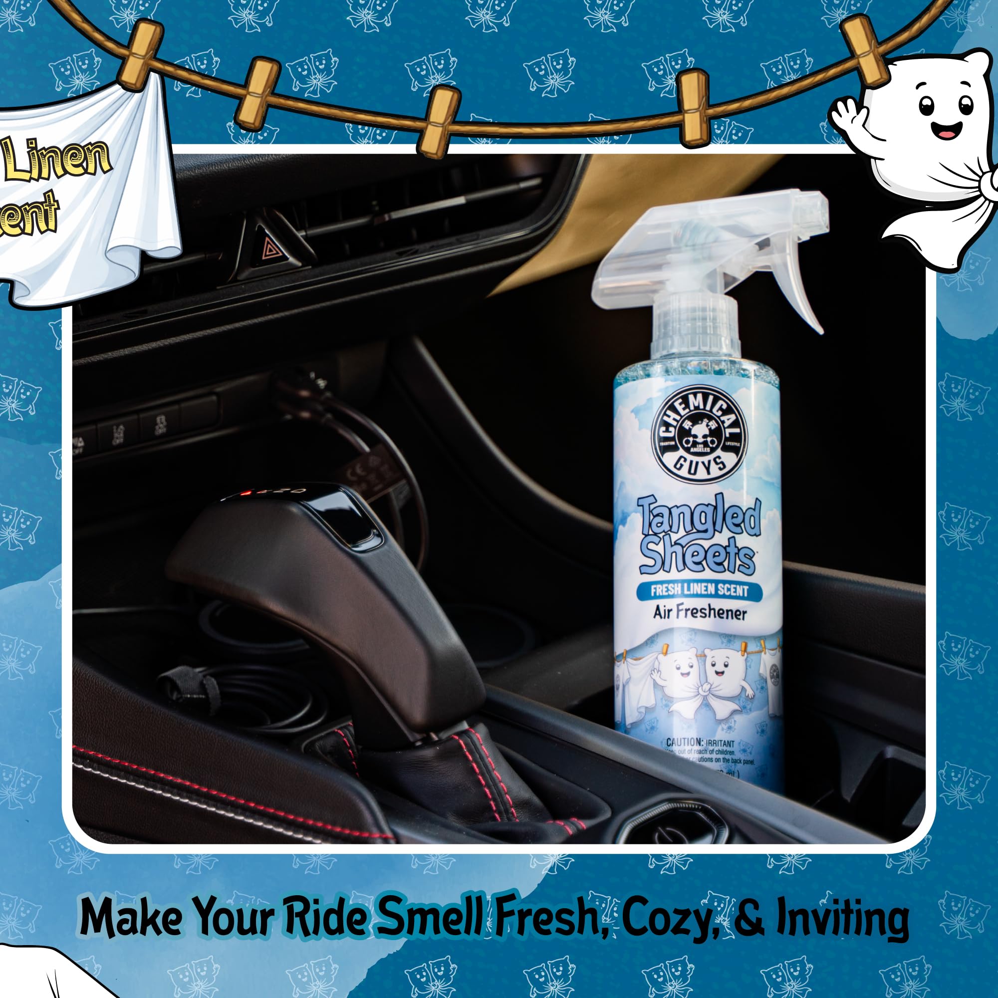 Chemical Guys Tangled Sheets Fresh Linen Scent Air Freshener Spray and Odor Eliminator, Clean Fabric Inspired Spray for Home, Office, Bathroom, Dorm, and Car Interior - 16 Fl Oz - Image 4