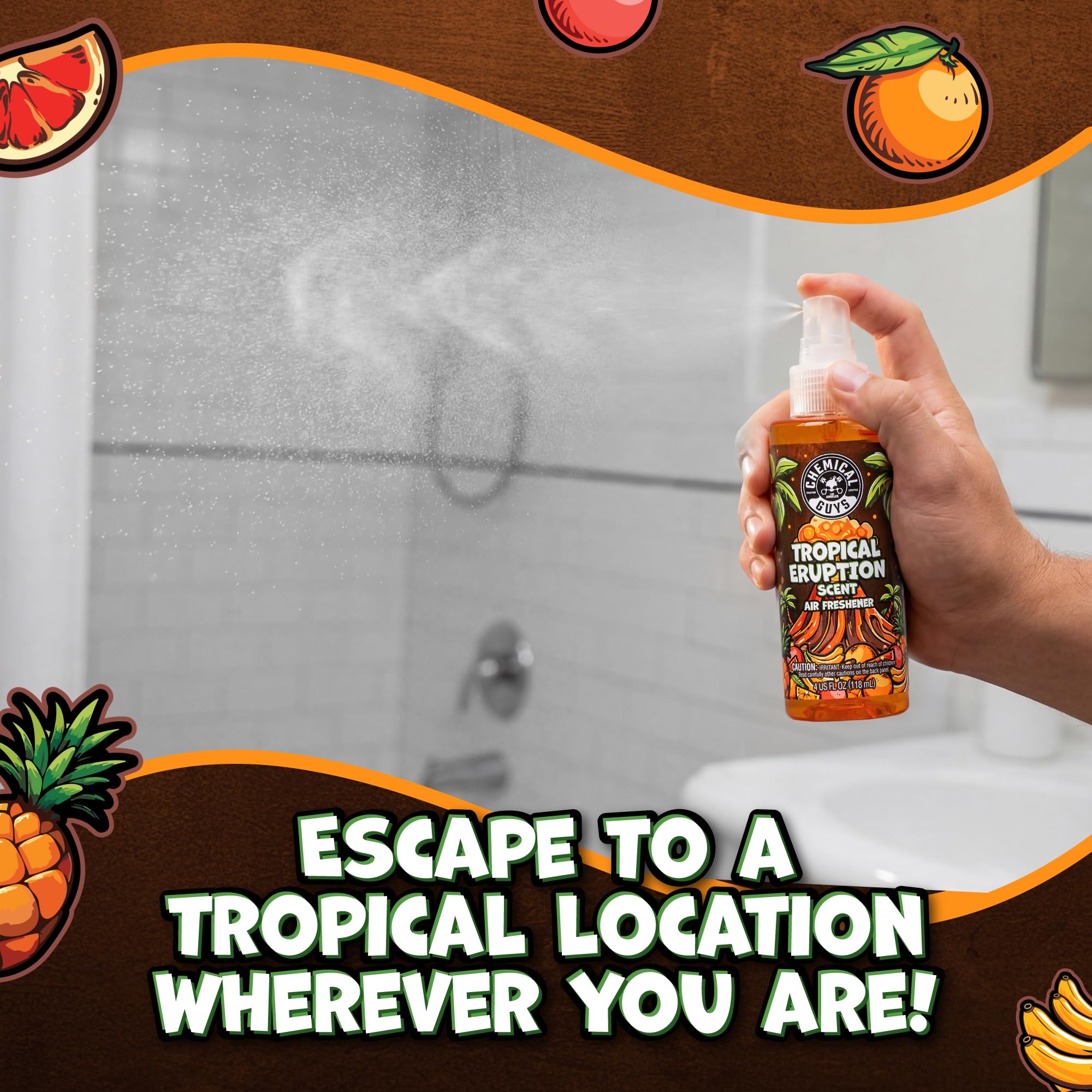 Chemical Guys Tropical Eruption Sprayable Air Freshener For Car, Home, And Office, Fruit Inspired Interior Scent Spray, Quick Refresh Formula, Compact Travel Size, 16 Fl Oz - Image 3