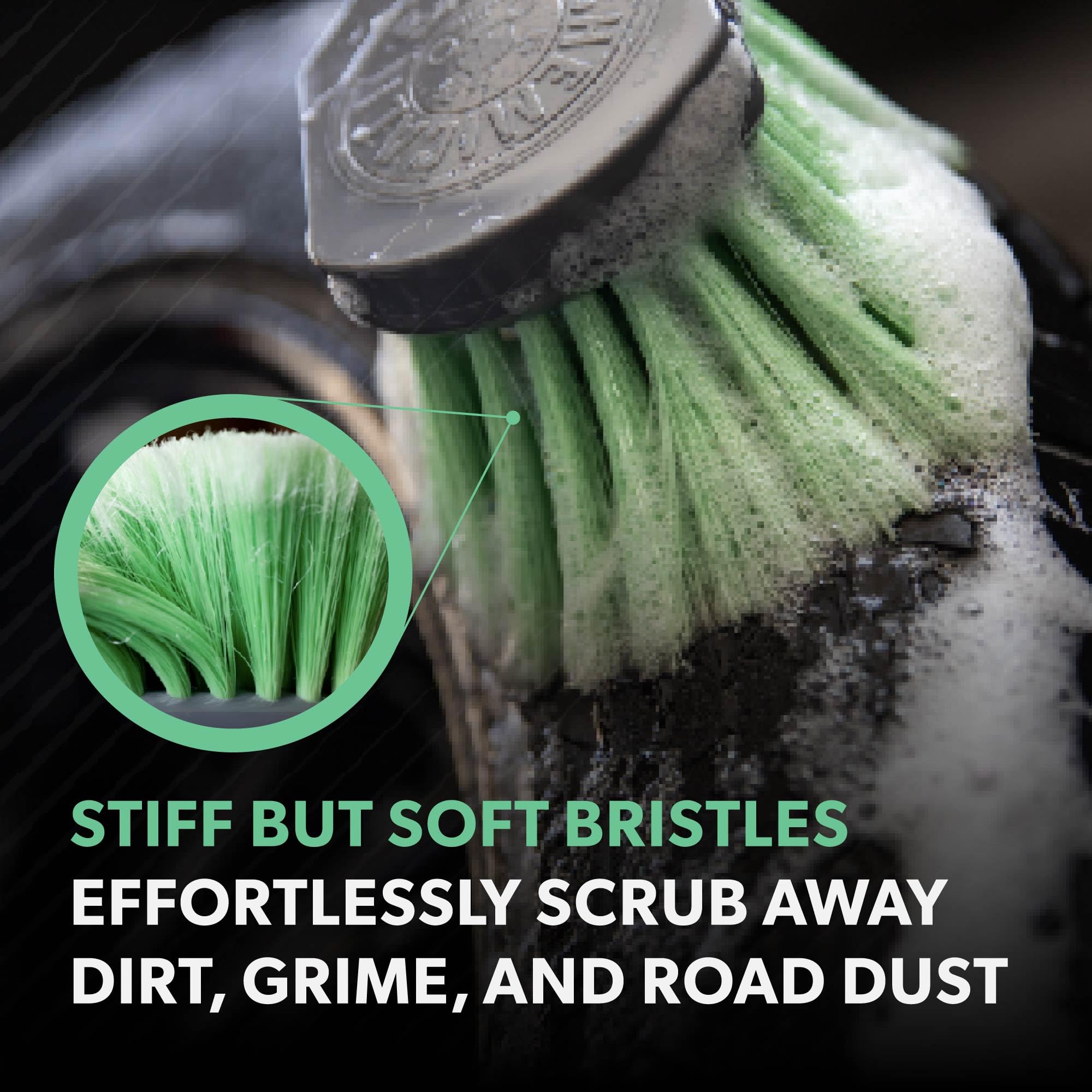 Chemical Guys Wheelie All Exterior Surface and Wheel Brush, Wheel Cleaner Brush with Soft Bristles, Safe Cleaning of Rims, Tires, and Exterior Surfaces on Cars, Trucks, Motorcycles, RVs, & More, Green - Image 3